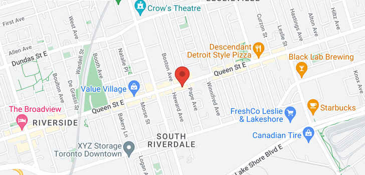 map of 991 QUEEN ST E